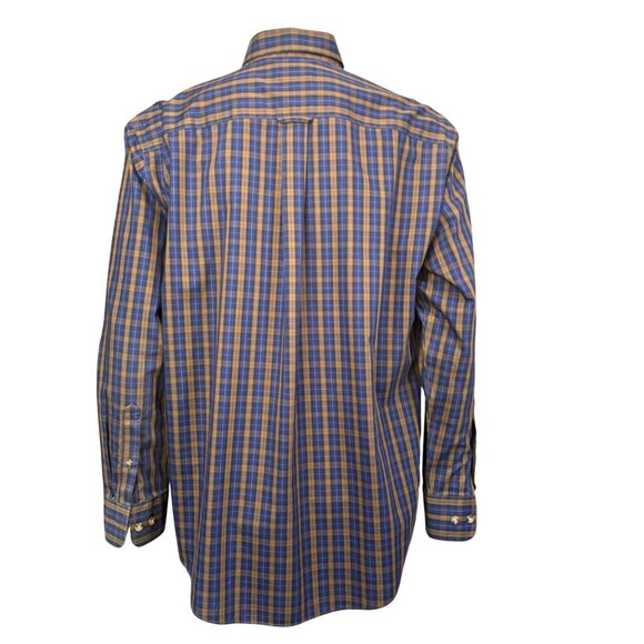 Cabelas Mens Button-Down Plaid Shirt L/XL Regular Fit Cotton Blue/Brown Casual - Picture 2 of 6